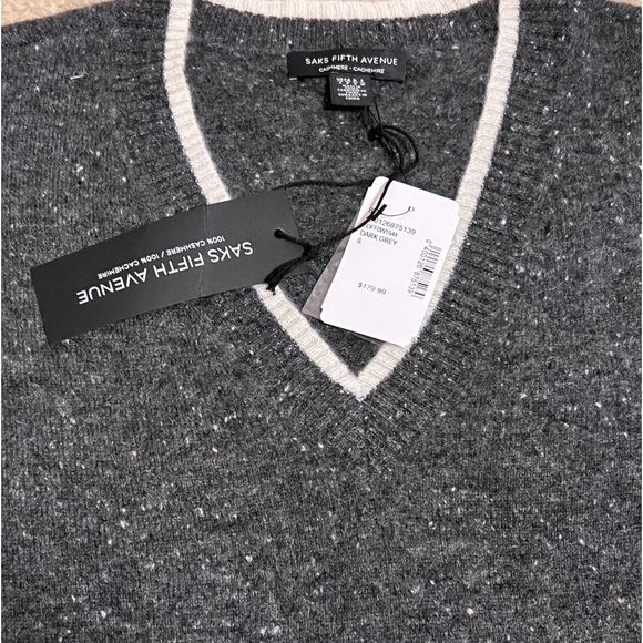 Saks Fifth Avenue Cashmere V-Neck sweater - Picture 2 of 3